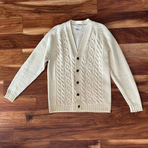 H.C. Prange Co. Vintage 80’s Cream Cable Knit Cardigan size Large